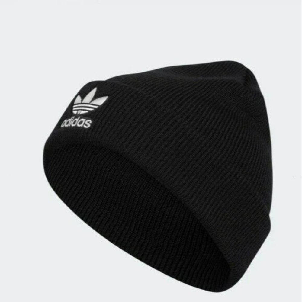 Adidas Originals Trefoil Knit Beanie Embroidered Logo Unisex Black White GA9656 - Picture 6 of 7